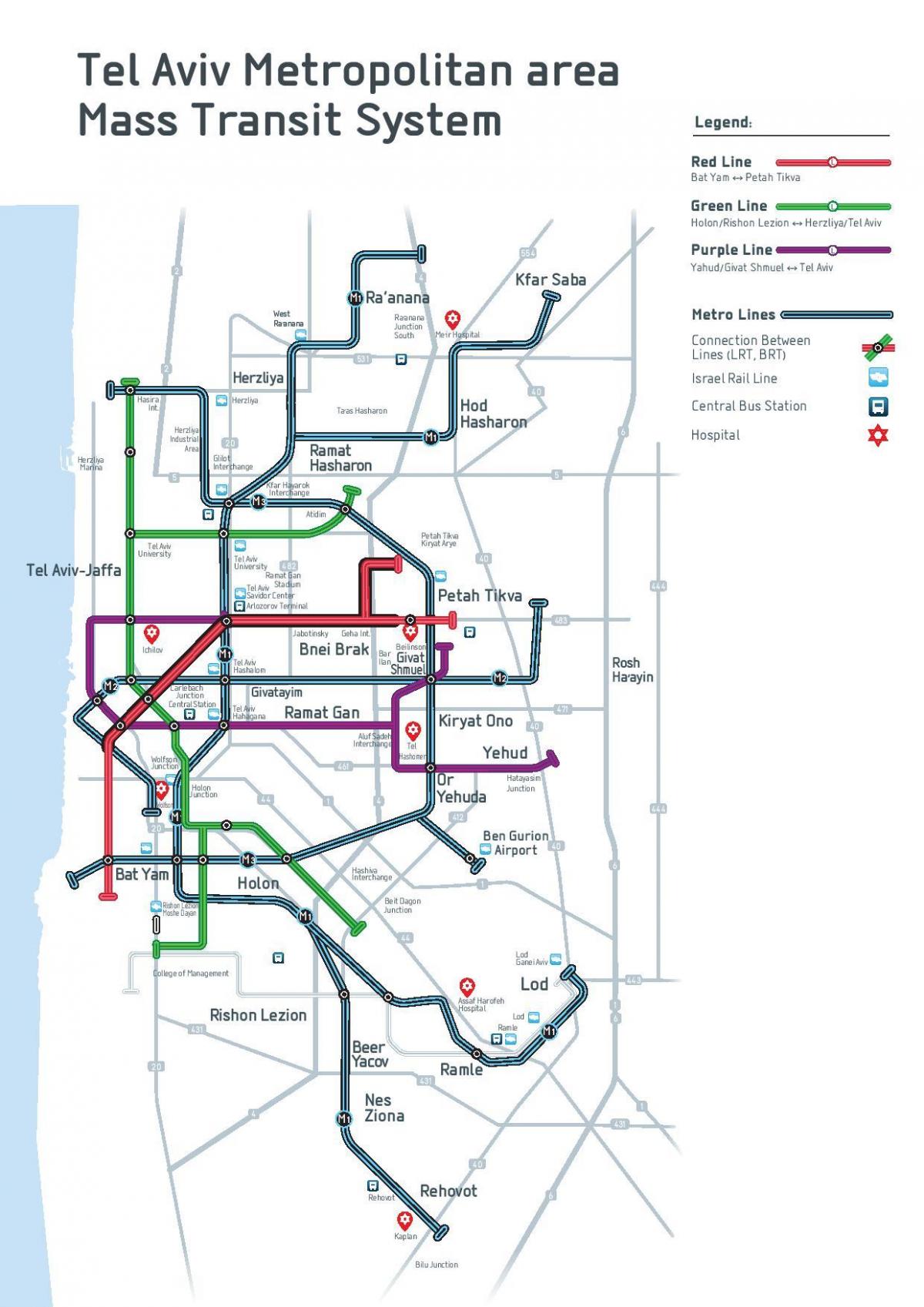 Tel Aviv subway station map